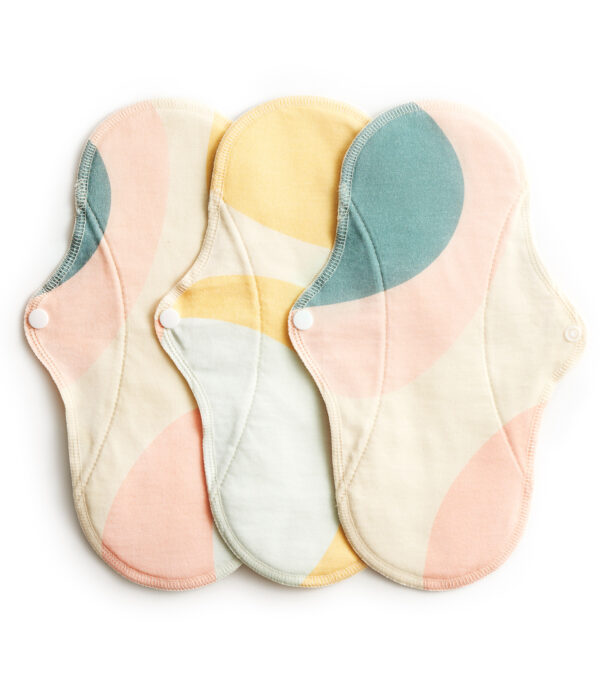 3-pack Cotton Sanitary Pads Active, Pastel Hoop