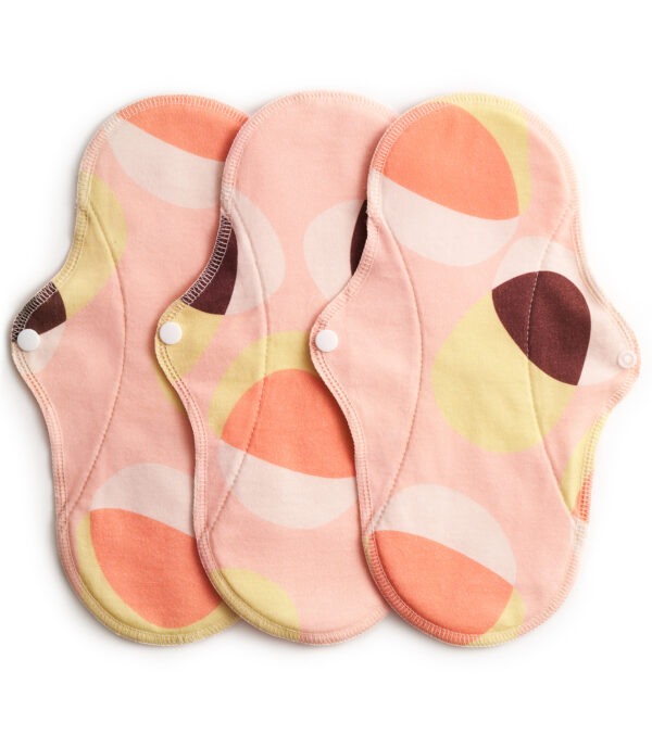 3-pack Cotton Sanitary Pads Active, Pink Hoop