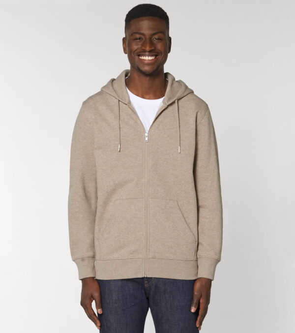 Zipped Hoodie Unisex, Sand Mélange - Image 7