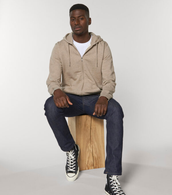Zipped Hoodie Unisex, Sand Mélange - Image 2