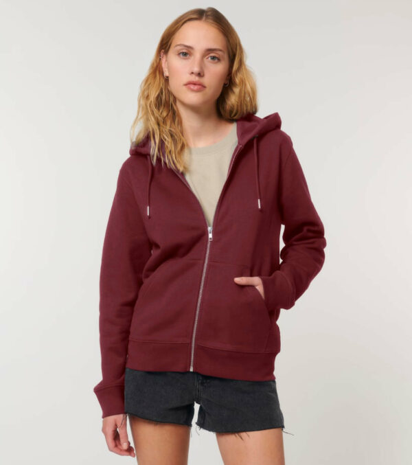 Zipped Hoodie Unisex Burgundy - Image 2