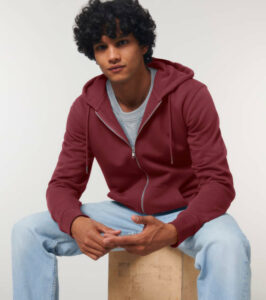 Zipjacke mit Kapuze Unisex, Burgund – Bild 3