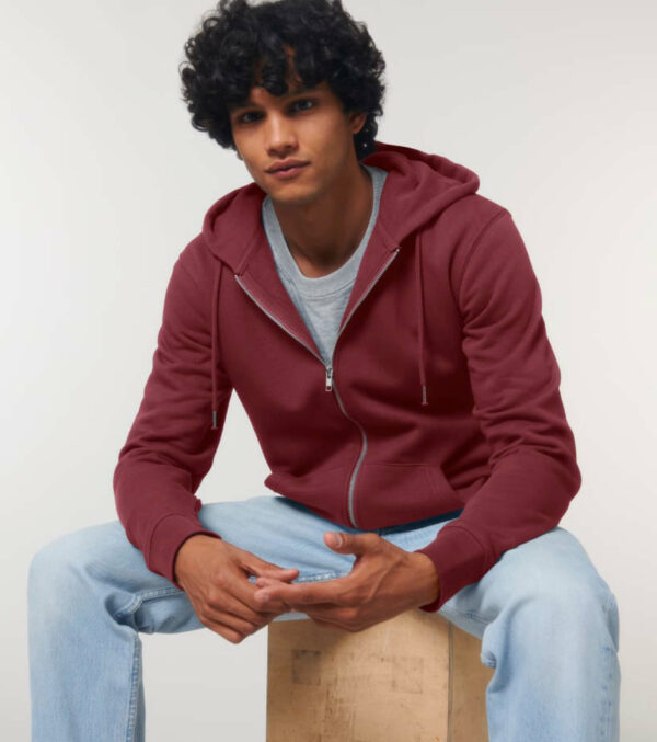 Zipped Hoodie Unisex Burgundy - Image 3