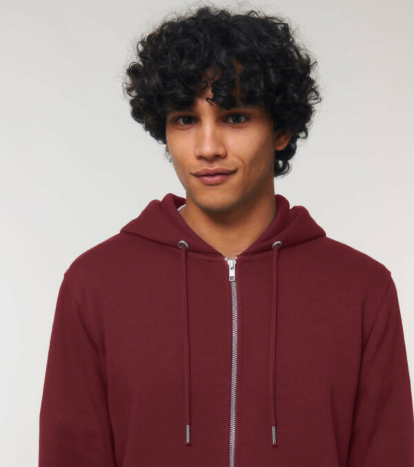 Zipped Hoodie Unisex Burgundy - Image 4