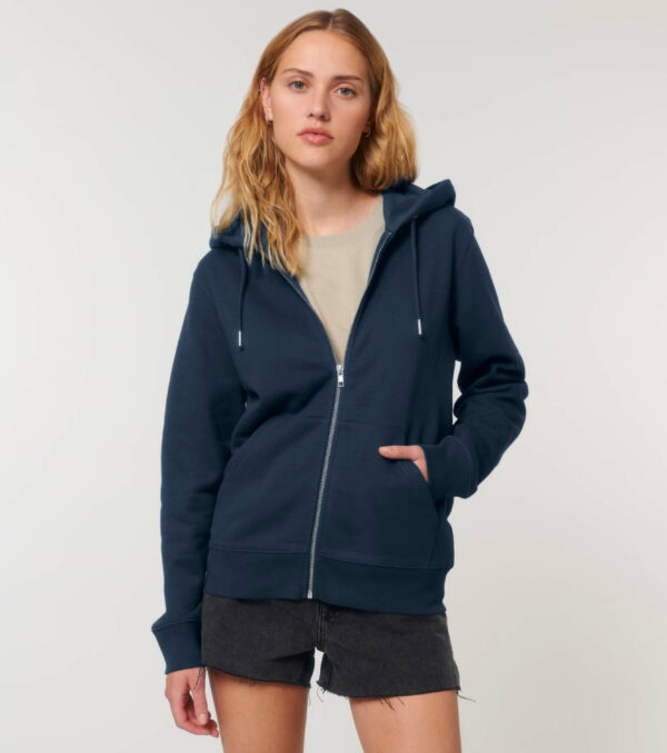 Zipped Hoodie Unisex, Navy blue - Image 6