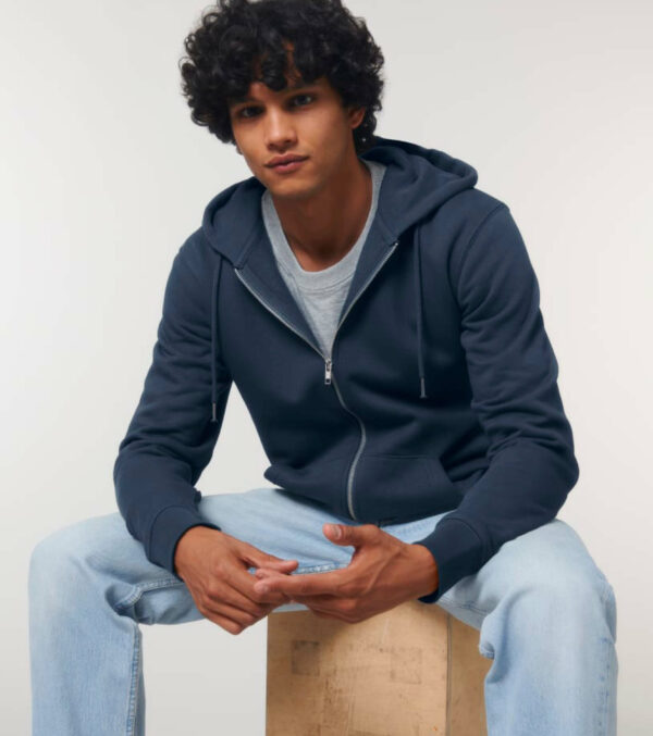 Zipped Hoodie Unisex, Navy blue - Image 4