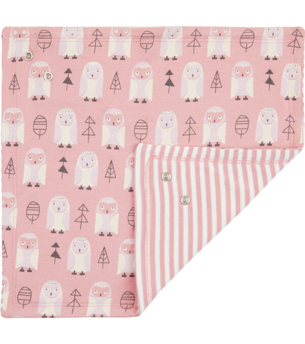 Baby reversible Scarf & Bib Owls pink - Image 2
