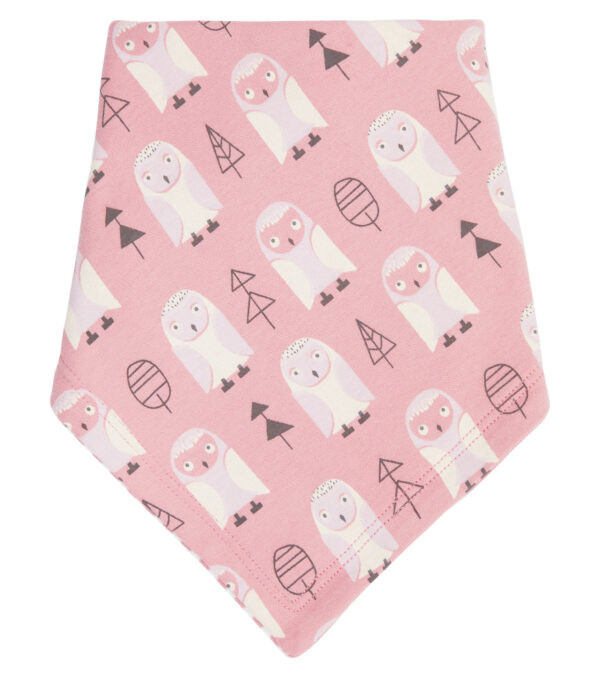 Baby reversible Scarf & Bib Owls pink