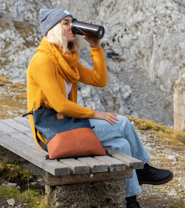 Rachel Allrounder, Piñatex Navy & Cognac - Image 3