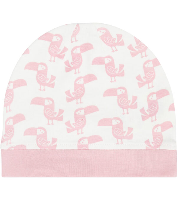 Baby Hat with Cockatoos rose