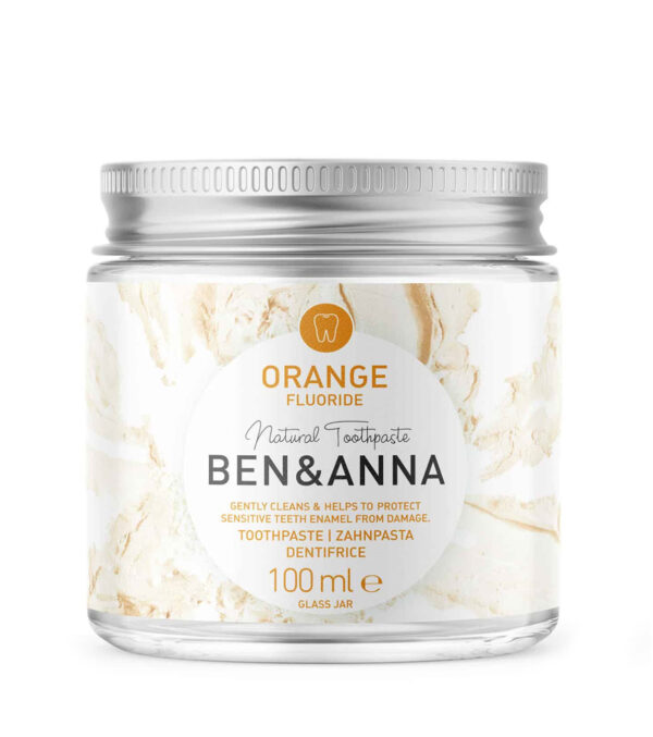 Zahnpasta im Glas, Orange mit Fluorid, 100 ml