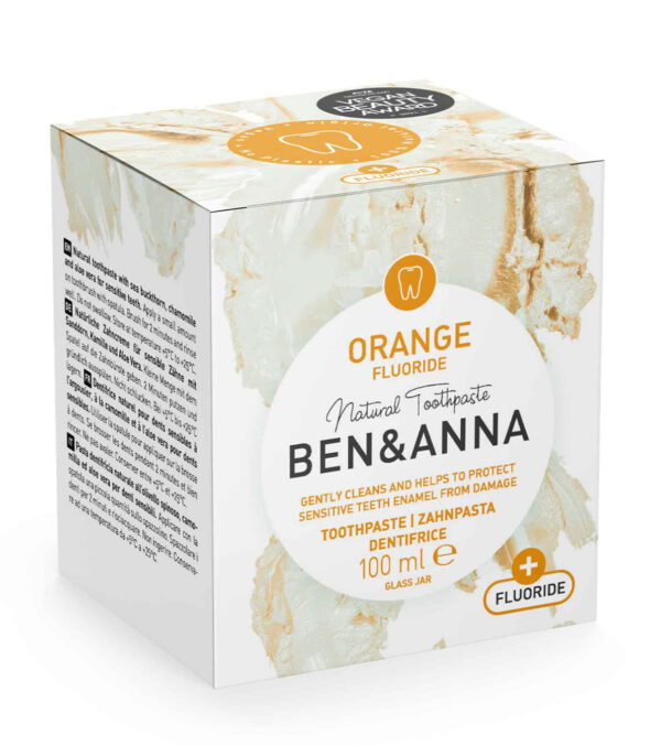 Zahnpasta im Glas, Orange mit Fluorid, 100 ml – Bild 2