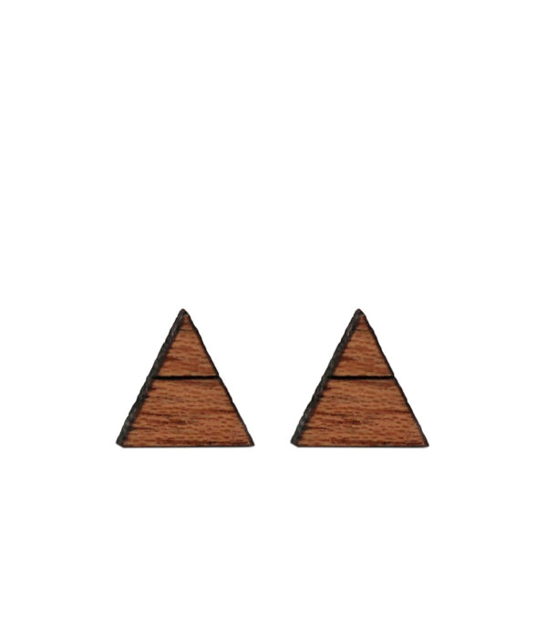 Wooden ear studs Triangle 1-Line