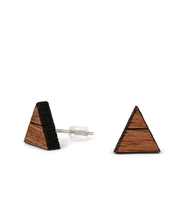 Wooden ear studs Triangle 1-Line - Image 2