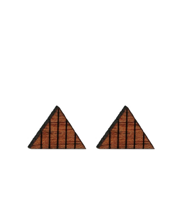 Wooden ear studs Triangle 5-Lines