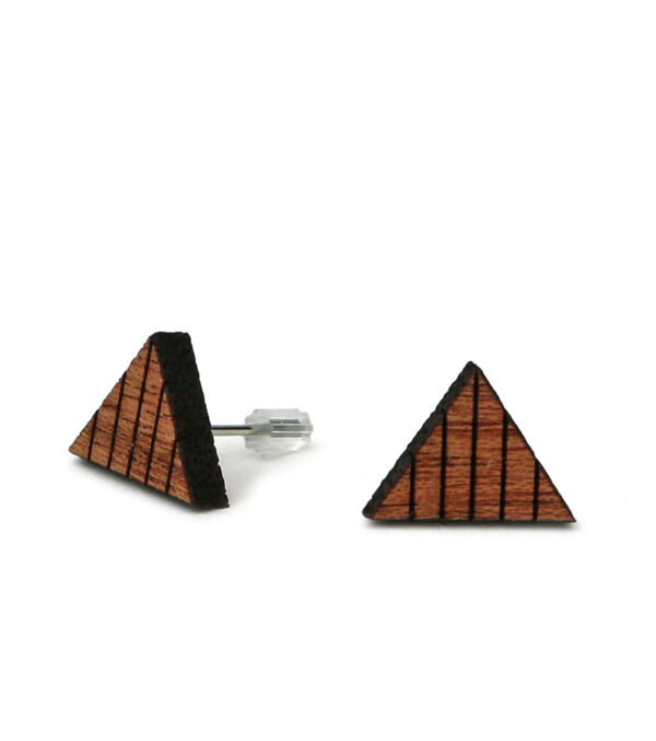 Wooden ear studs Triangle 5-Lines - Image 2