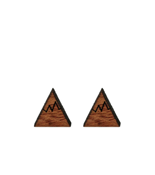 Wooden ear studs Triangle Mountain