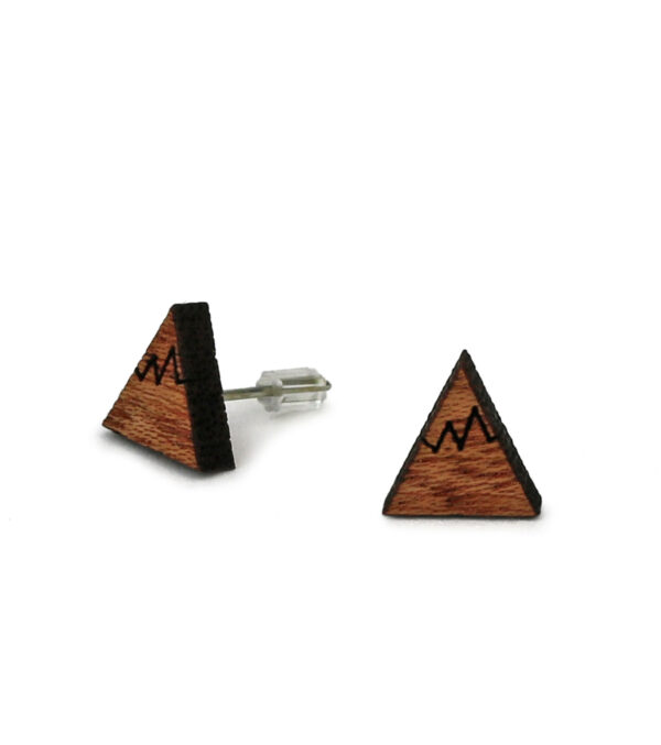 Wooden ear studs Triangle Mountain - Image 2