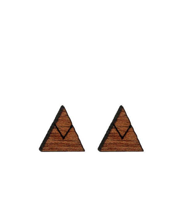 Wooden ear studs Triangle Double - Image 2