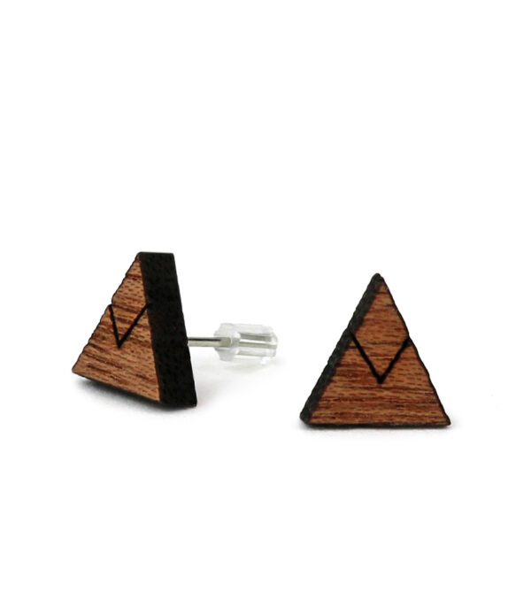 Wooden ear studs Triangle Double
