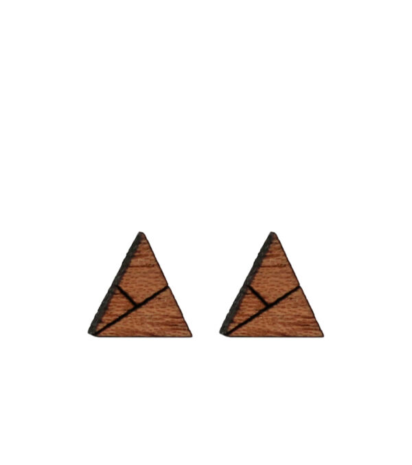 Wooden ear studs Triangle 2-Lines