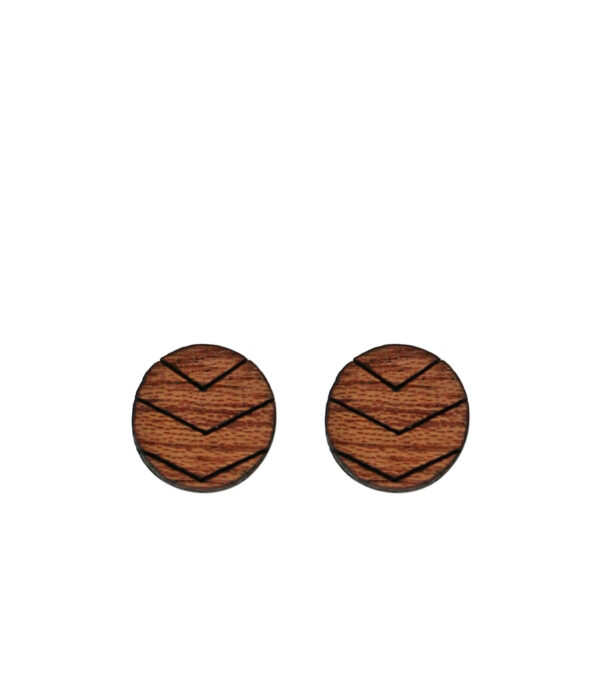Wooden ear studs Circle 3-Lines