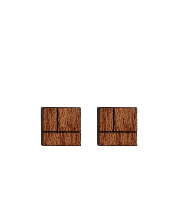 Wooden ear studs Square Angles