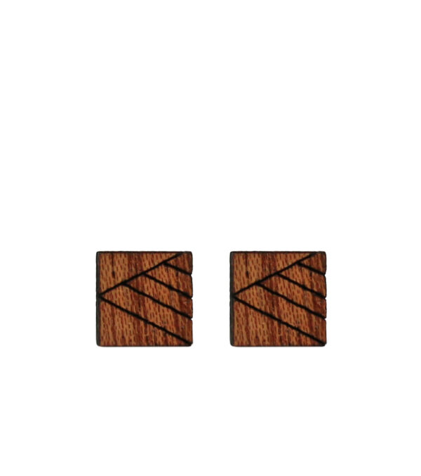 Wooden ear studs Square Triangle Lines - Image 2