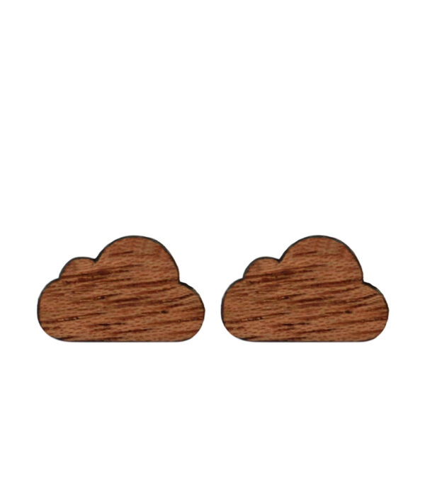 Wooden ear studs Cloud