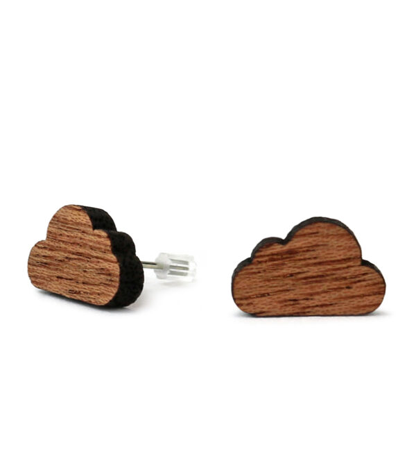 Wooden ear studs Cloud - Image 2