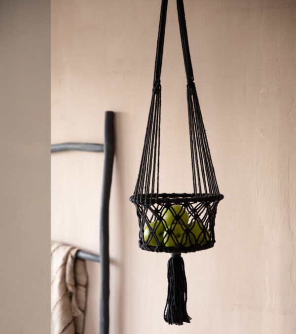 Macramé Plant Hanger black - Image 2