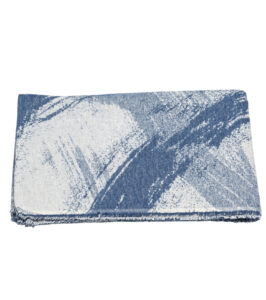 Cotton Blanket Brush Strokes blue - Image 3