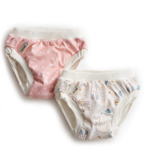 2-pack Potty Training Pants, Pink Dots - White Teddy