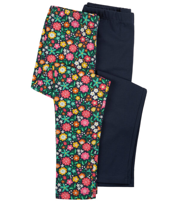 Colorful Girls Leggings in a 2-Pack, Indigo Floral