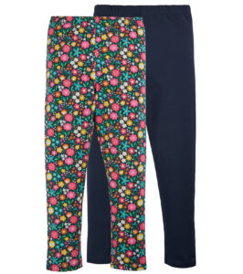 Colorful Girls Leggings in a 2-Pack, Indigo Floral - Image 3