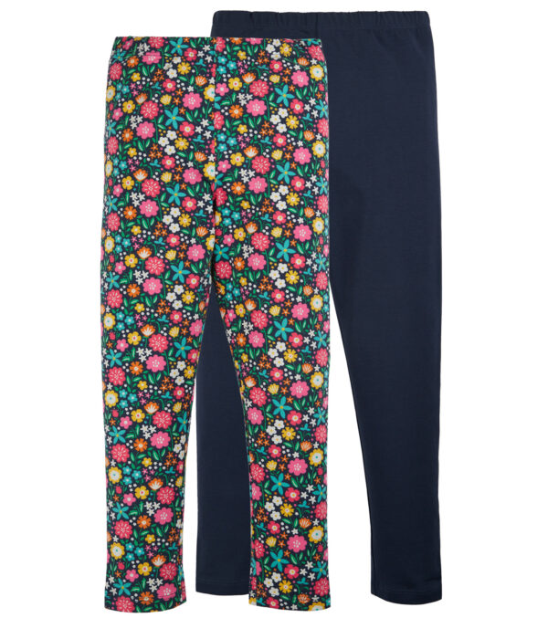 Colorful Girls Leggings in a 2-Pack, Indigo Floral - Image 3