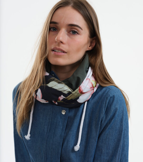 Loop aus leichtem Sweat, Magnolien navy-grün