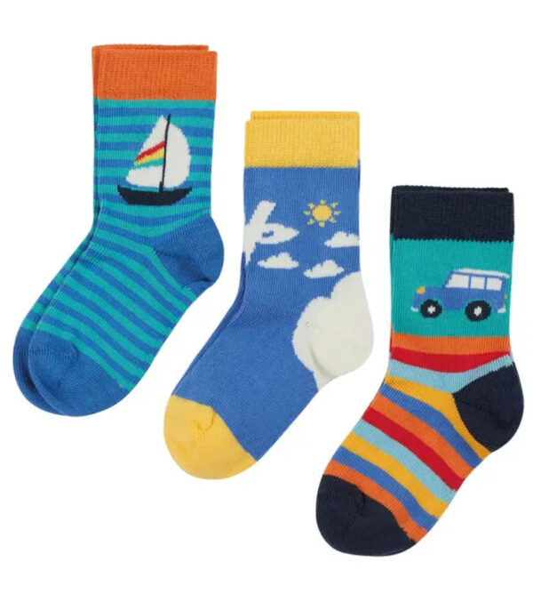 Colorful Socks 3-pack, Sailing boat