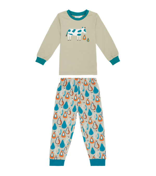Children's Pajamas sage green with Pears