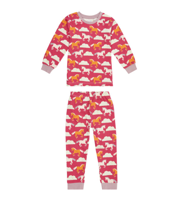 Children's Pajamas pink with Horses & Clouds