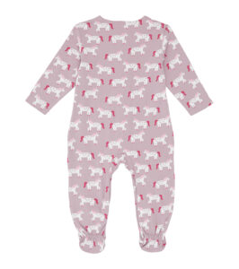 Baby-Strampler mit Fuß, Pferde mauve – Bild 2