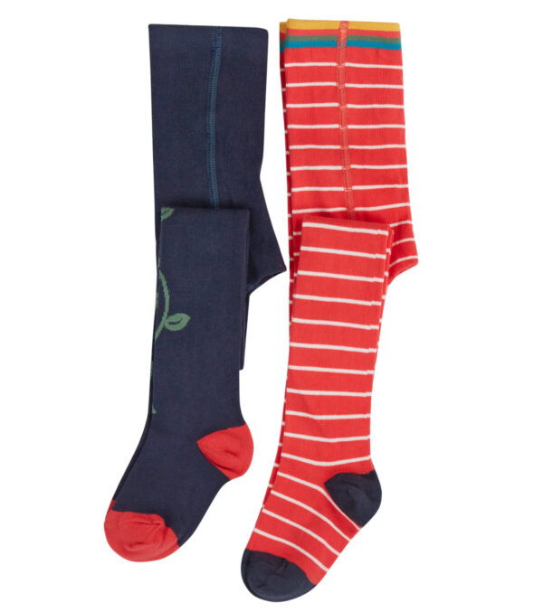 Warm Kids Tights, Pack of 2, Flowers & Stripes