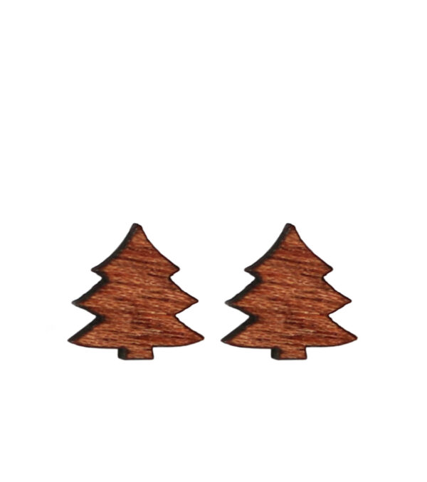 Wooden ear studs Fir Tree - Image 2