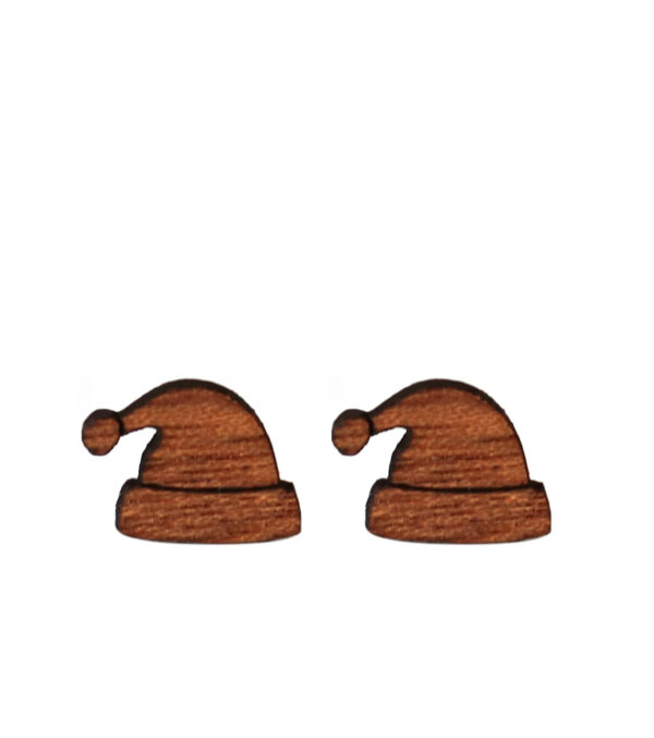 Wooden ear studs Santa hat - Image 2