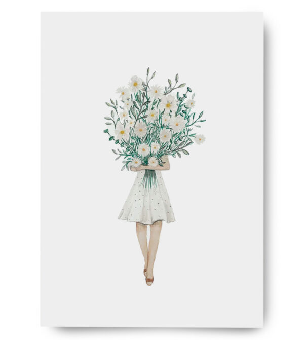 Watercolor card A6, Flower Girl