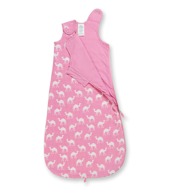 Bio Schlafsack aus Musselin, Kamele rosa – Bild 2