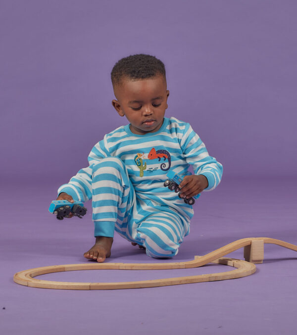 Children's Pajamas Stripes with Chameleons - Image 3