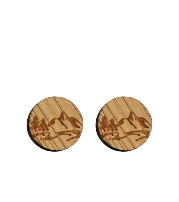 Wooden ear studs Mountains