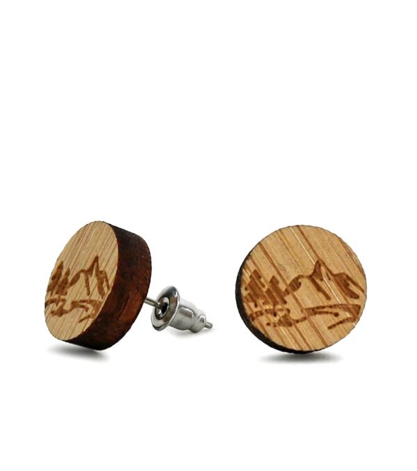 Wooden ear studs Mountains - Image 3