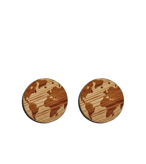 Wooden ear studs Earth